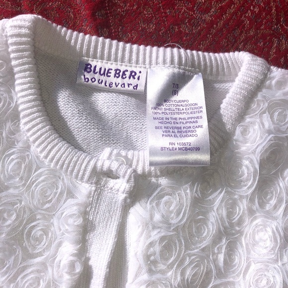 Girls sz 7/8 cropped sweater floral pattern toile - Picture 3 of 4